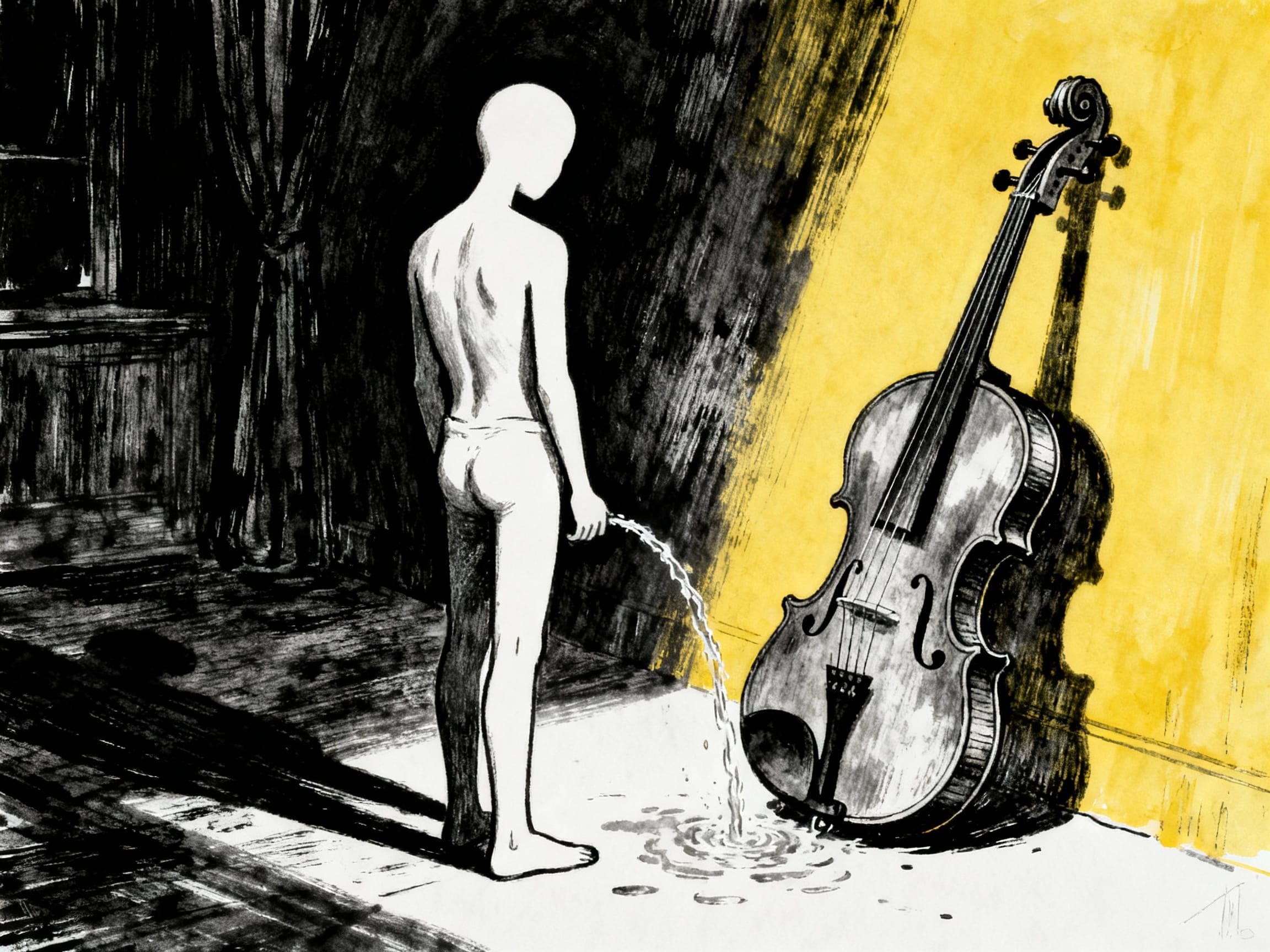 pissing in a violin